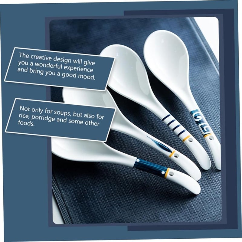 Japanese Style Ceramic Soup Spoons 2Pcs Long Ergonomic Handle Porcelain Ladles - Image 5